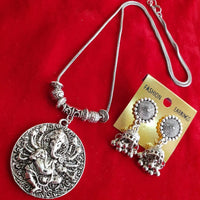 Maharani Jewels Oxidised Plated Bappa Design Necklace Set