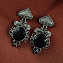 Maharani Rustic Charm Oxidised Plated Pota Stone Dangler Earrings