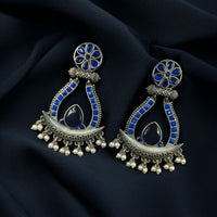 Maharani Jewels Navratri Glow  Oxidised Plated Pota And Pearl Dangler Earrings