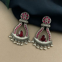 Maharani Jewels Navratri Glow  Oxidised Plated Pota And Pearl Dangler Earrings