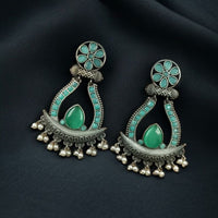 Maharani Jewels Navratri Glow  Oxidised Plated Pota And Pearl Dangler Earrings