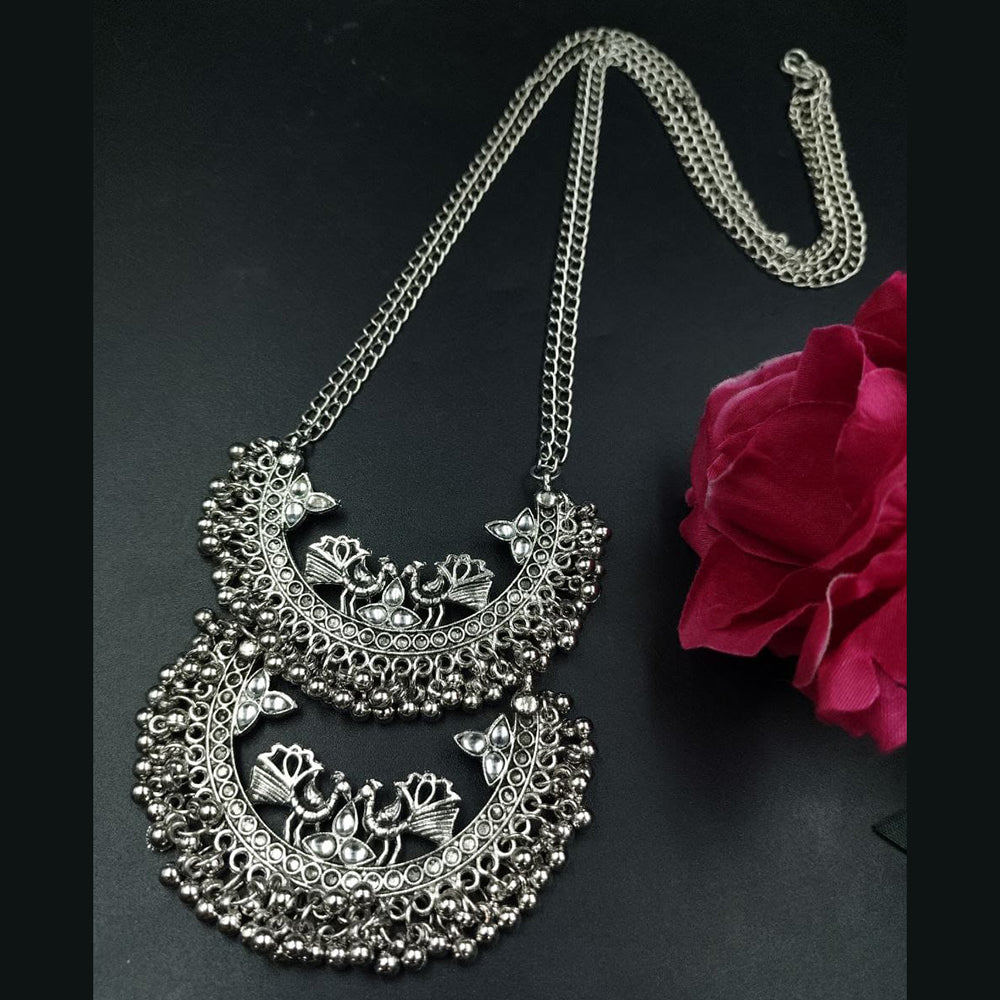 Maharani Jewels Desi Glamour Oxidised Plated Pota Stone Necklace
