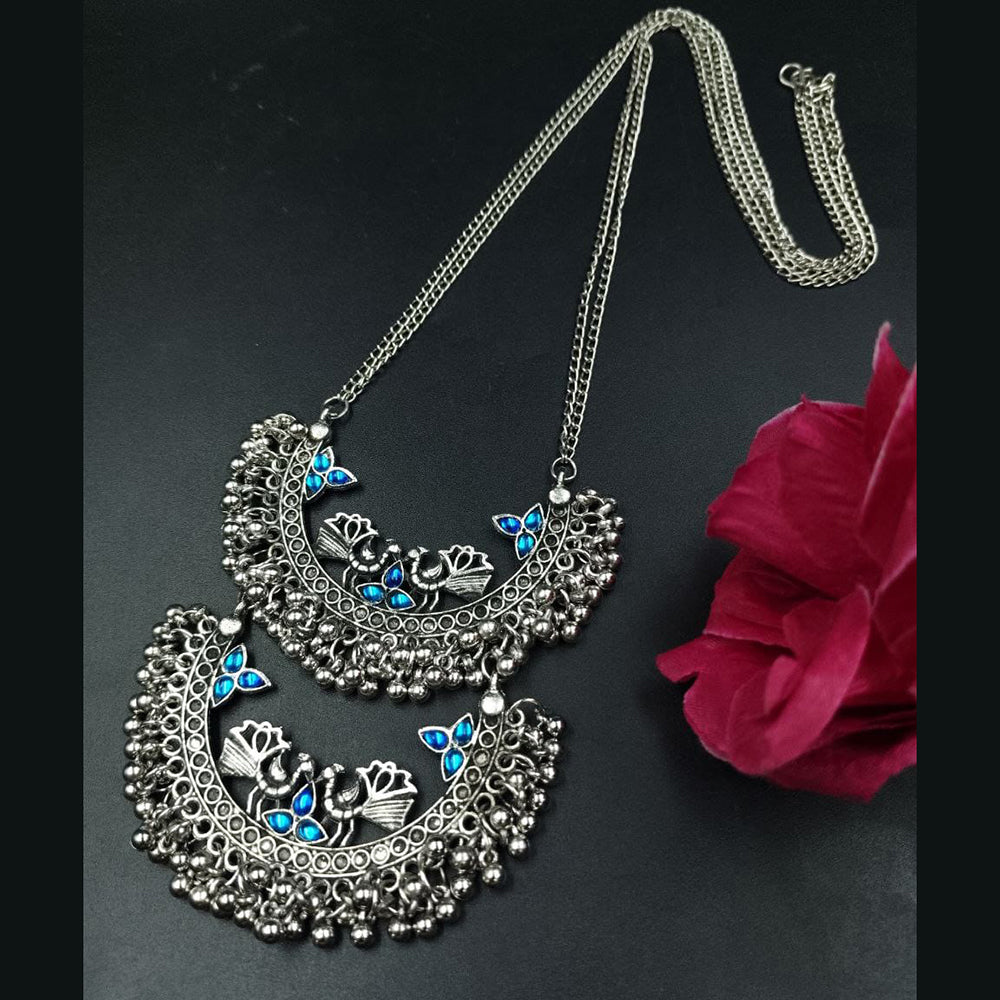 Maharani Jewels Desi Glamour Oxidised Plated Pota Stone Necklace