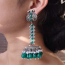 Maharani Jewels Pota And Beads Traditional Oxidised Jhumki Earrings