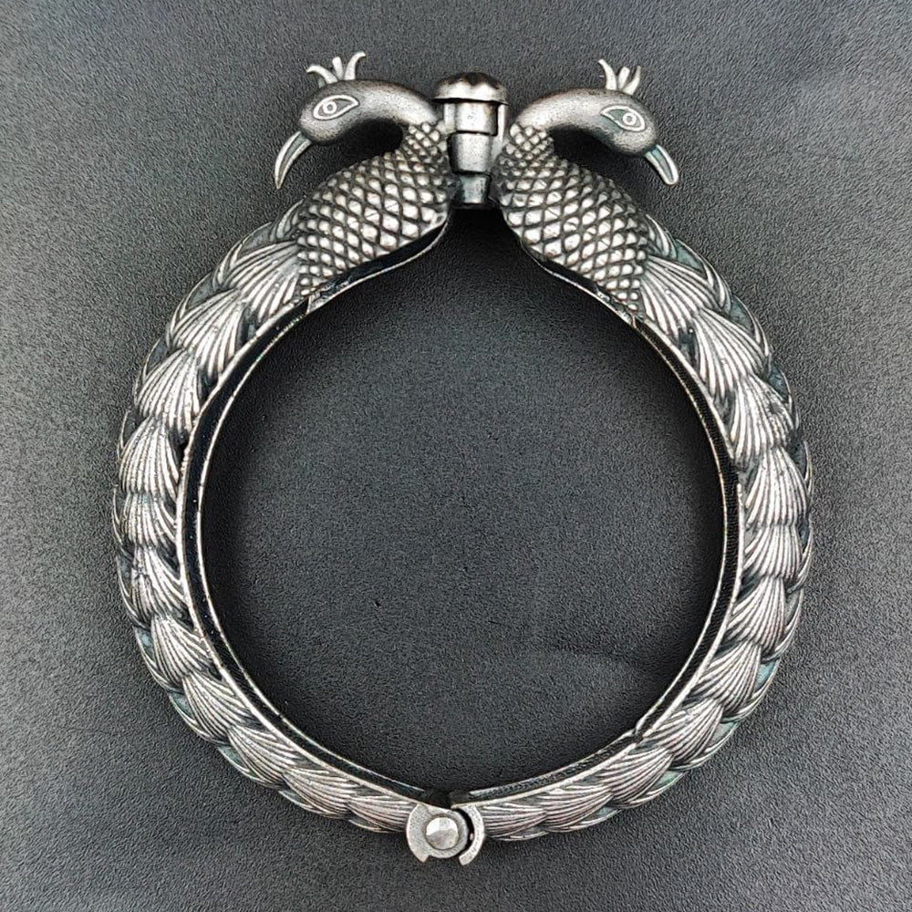 Maharani Jewels Oxidised Plated Peacock Design Openable Bangle