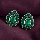 Maharani Jewels Oxidised Plated Monalisa Stone Stud Earrings For Enthic Wear