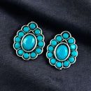 Maharani Jewels Oxidised Plated Monalisa Stone Stud Earrings For Enthic Wear