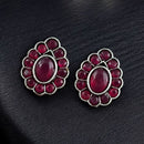 Maharani Jewels Oxidised Plated Monalisa Stone Stud Earrings For Enthic Wear