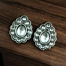 Maharani Jewels Oxidised Plated Monalisa Stone Stud Earrings For Enthic Wear