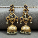 Maharani Jewels Gold Plated Bird Danglers Earrings With Stone And Pearl Work