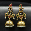 Maharani Jewels Gold Plated Bird Danglers Earrings With Stone And Pearl Work