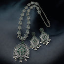 Maharani Jewels Royal Oxidised Pota Stone And Pearl Necklace Set