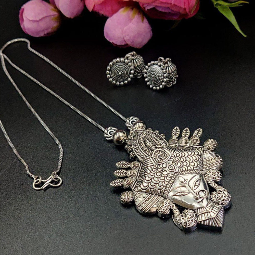 Maharani Jewels Royal Charm Oxidised Plated Necklace Set