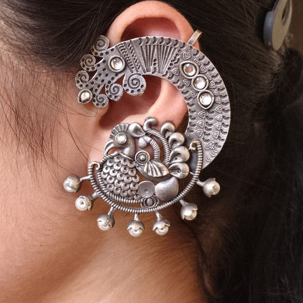 Maharani jewels Enthic Glow Oxidised Plated Earcuff Earrings