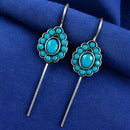 Maharani Jewels Designer Oxidised Pota Stone Dangler Earrings