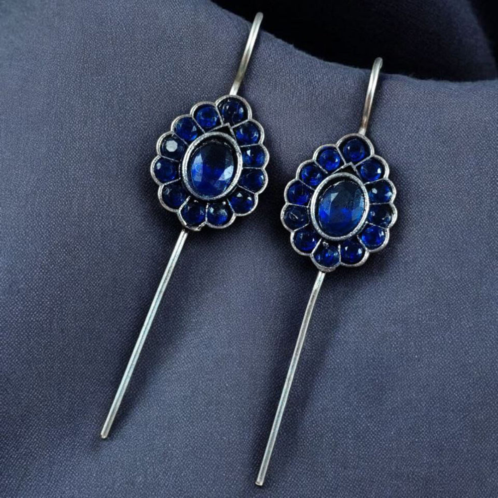 Maharani Jewels Designer Oxidised Pota Stone Dangler Earrings