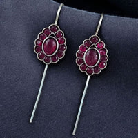 Maharani Jewels Designer Oxidised Pota Stone Dangler Earrings