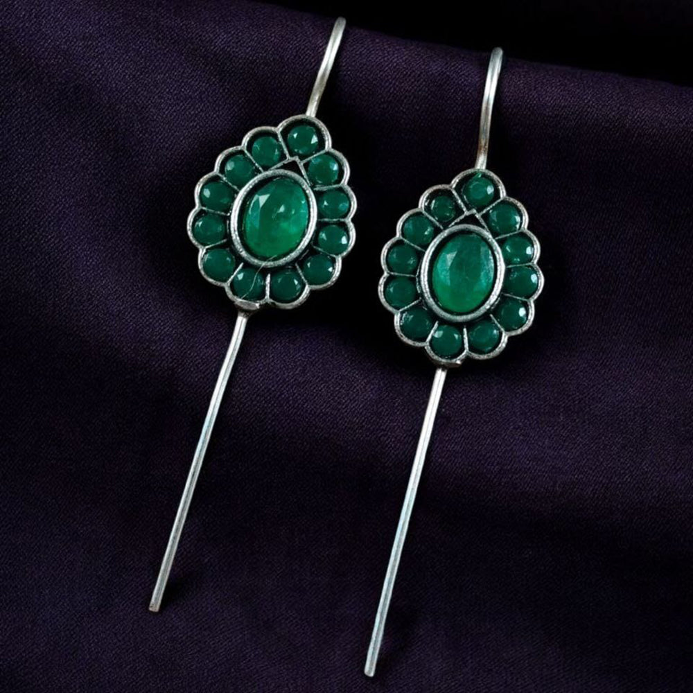 Maharani Jewels Designer Oxidised Pota Stone Dangler Earrings