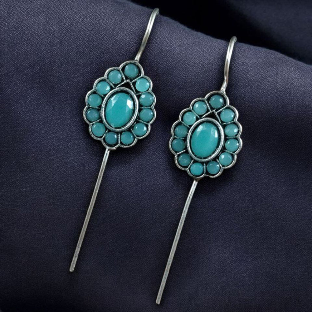 Maharani Jewels Designer Oxidised Pota Stone Dangler Earrings