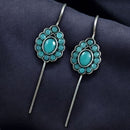 Maharani Jewels Designer Oxidised Pota Stone Dangler Earrings