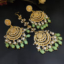 Maharani Jewels Traditional Kundan Pearl And Beads Dangler Earrings With Maangtikka