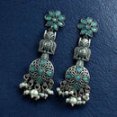 Maharani Jewels Designer Oxidised Pota Stone And Pearl Dangler Earrings