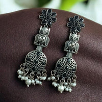 Maharani Jewels Designer Oxidised Pota Stone And Pearl Dangler Earrings