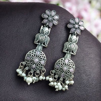 Maharani Jewels Designer Oxidised Pota Stone And Pearl Dangler Earrings
