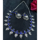 Maharani Jewels Designer Oxidised Plated Pota Stone And Pearl Necklace Set