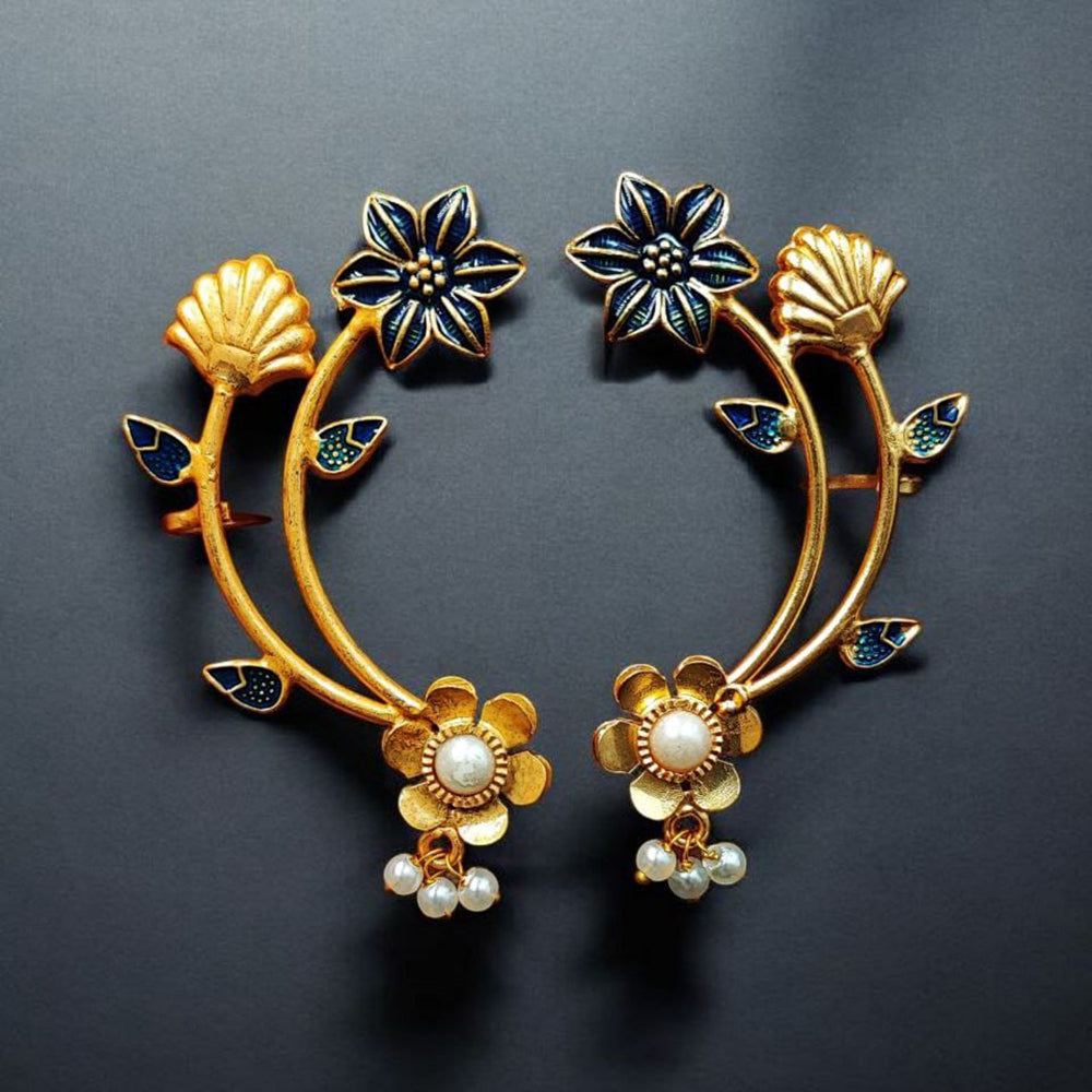 Maharani Jewels Designer Meenakari Floral Earcuffs Earrings