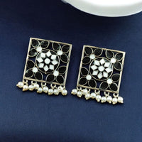 Maharani Jewels Classic Pearl And Meenakari Ethnic Dangler Earrings