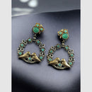 Maharani Jewels Dual Tone Bird Design Pota Stone Hanging Earrings