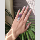 Maharani Jewels Vintage Oxidised Pota Stone And Pearl Designer Ring