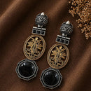Maharani Jewels 2 Tone Plated Classic Pota Stone Dangler Earrings