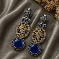 Maharani Jewels 2 Tone Plated Classic Pota Stone Dangler Earrings