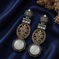 Maharani Jewels 2 Tone Plated Classic Pota Stone Dangler Earrings