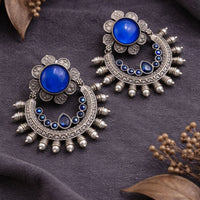 Maharani Jewels Oxidised Plated Elegant Pearl Hanging Earrings