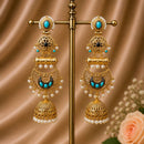 Maharani Jewels Ethnic Pearl And Pota Stone Jhumki Earrings