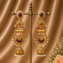 Maharani Jewels Ethnic Pearl And Pota Stone Jhumki Earrings
