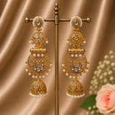 Maharani Jewels Ethnic Pearl And Pota Stone Jhumki Earrings