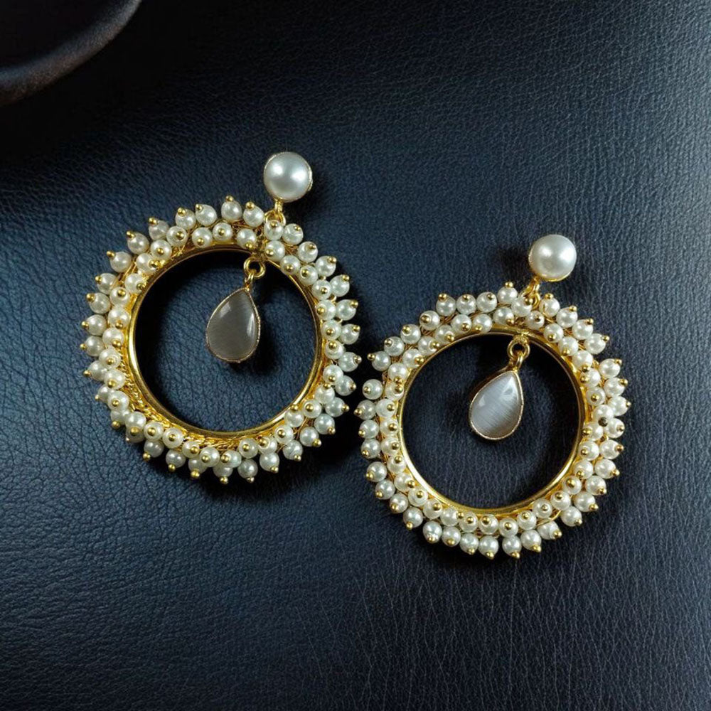Maharani Jewels Elegance Pota Stone And Pearl Dangler Earrings