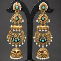 Maharani Jewels Ethnic Pearl And Pota Stone Jhumki Earrings