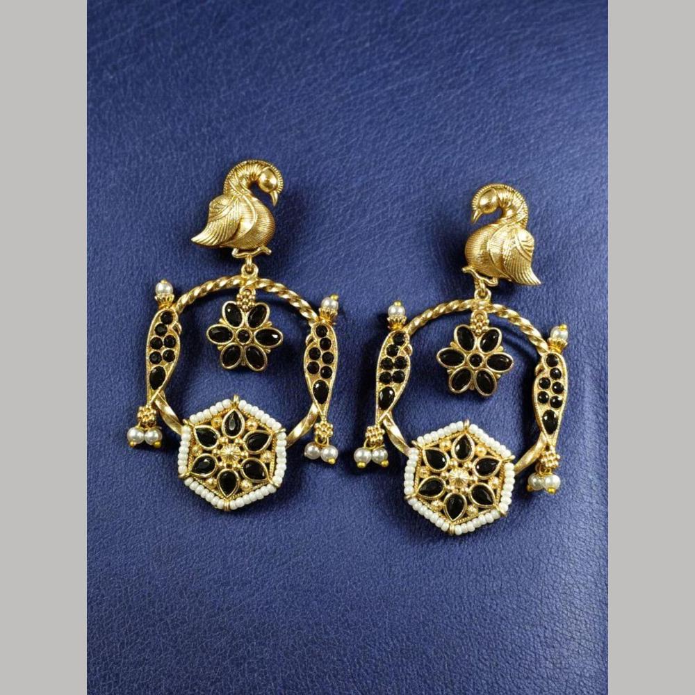 Maharani Jewels Festive Wear Pota Stone And Pearl Brid Dangler Earrings