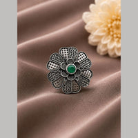 Maharani Jewels Oxidised Pota Stone Statement Ring