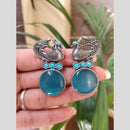 Maharani Jewels Inspired Oxidised Plated Pota And Pearl Detailing Bird Dangler Earrings