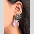 Maharani Jewels Inspired Oxidised Plated Pota And Pearl Detailing Bird Dangler Earrings