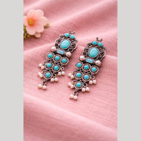 Maharani Jewels Inspired Oxidised Plated Pota And Pearl Dangler Earrings
