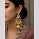 Maharani Jewels Classic Pota Stone Pearl Jhumki Earrings