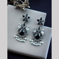 Maharani Jewels Inspired Oxidised Plated Pota And Pearl Dangler Earrings
