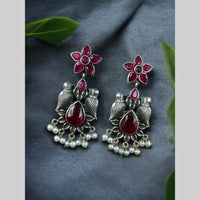 Maharani Jewels Inspired Oxidised Plated Pota And Pearl Dangler Earrings